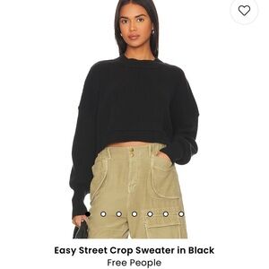 Free People- Easy Street Crop Pullover Sweater-Black